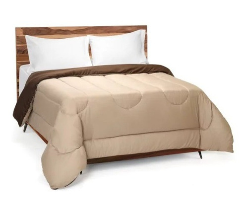 Acolchado Distrito Blanco Liso Reversible diseño liso color tostado y chocolate de 220cm x 240cm