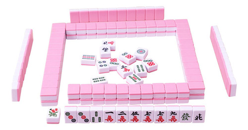 Juego De 144 Piezas Mini Mahjong Tiles Versión China, Rosa