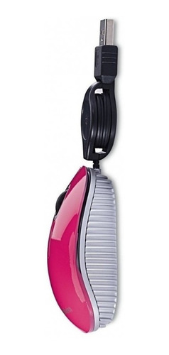 Imagen 2 de 4 de Mouse Verbatim Mini Travel Optico Cable Retractil Usb Rosa