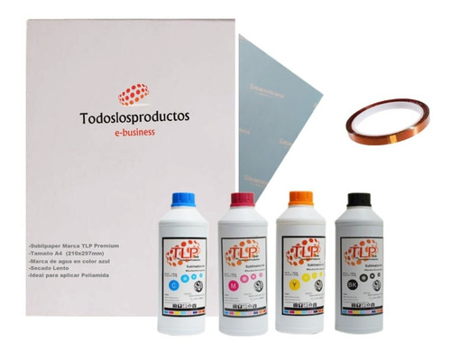 Imagen 1 de 10 de Kit 4 Tintas Y Papel Premium T L P 100ml Cmyk Sublimación +