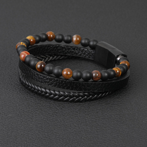 Pulsera De Ojo De Tigre Para Hombre, Piedra Natural