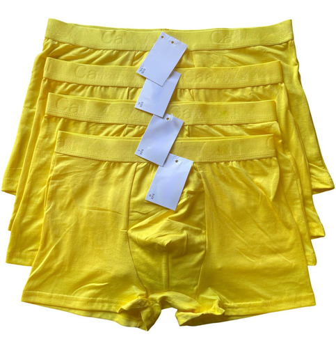 Qikun Pack 3 Boxer Short Corto De Hombre Amarillo Liso