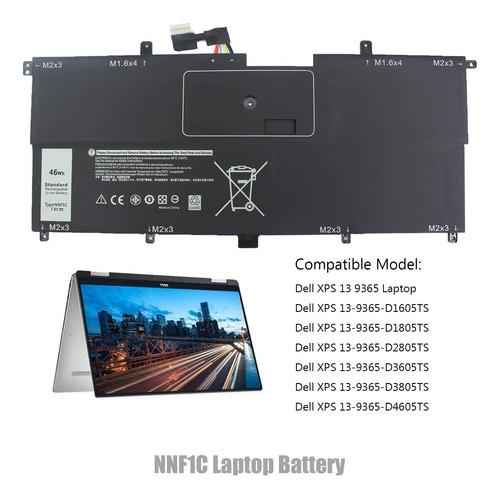 46wh Batería Nnf1c Para Dell Xps 13 9365 Xps 13 9365 2-in-1