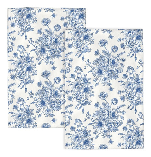 Paño De Cocina Floral Azul Vintage De 40.6 Cm X 61 Cm