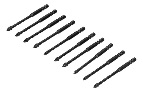 10 Brocas Negras Con Forma De Punta De Lanza Y Mango Hexagon