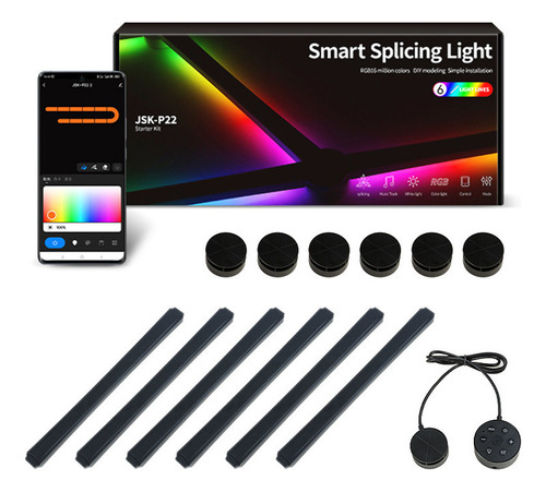 Luz De Ambiente E-sports Wifi Bluetooth Conectable Color De La Estructura Negro