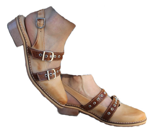 Zapato Temporada En Punta 100% Cuero Con Hebillas Para Dama