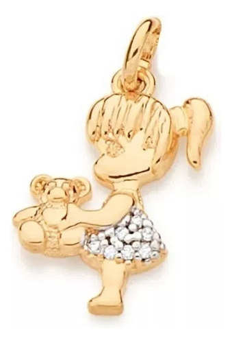 Colar Rommanel Menina C/ Urso Folheado A Ouro 50cm 542023 Mh Cor Dourado