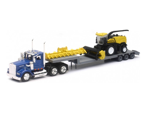 Newray 16133 1:43 Kenworth Lowboy W New Holland Harvester