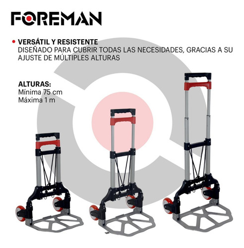 Diablo De Carga Plegable 100 Kg Altura Ajustable Resistente