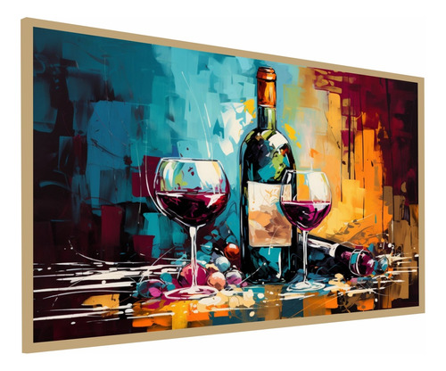 Quadro Decorativo Moderno Vinho Taça Cozinha Luxo Moldura