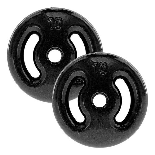 02 Anilhas 10kg Emborrachadas Kit 20 Kg Academia, Residência Cor Preto