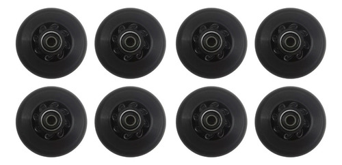 Ruedas Patines Goma Pu 76 Mm 8 Unidades Con Rodamiento Abec9 Color Negro