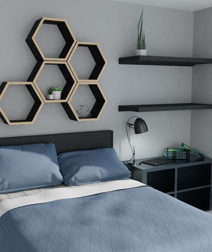 Repisas Flotantes Hexagonales Modernas