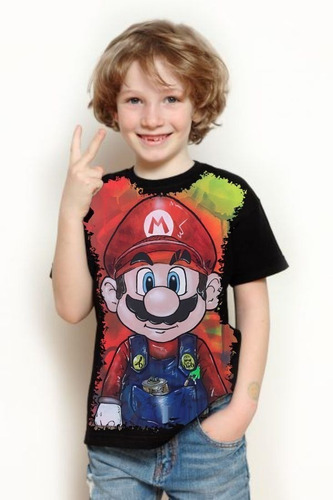Camiseta Criança Frete Grátis Jogo Mario Tradicional