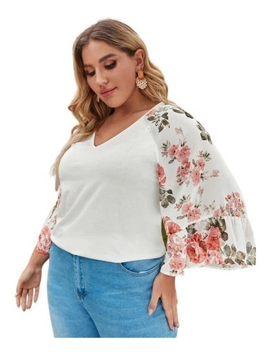 Polera Shein Curvy Mangas Floral