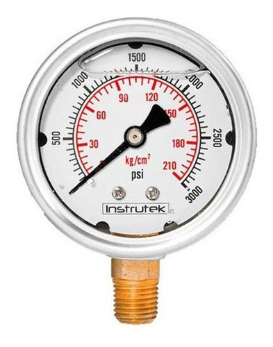 Manómetro Inox Alta Presión Glicerina 2.5 PLG, 3000 Psi