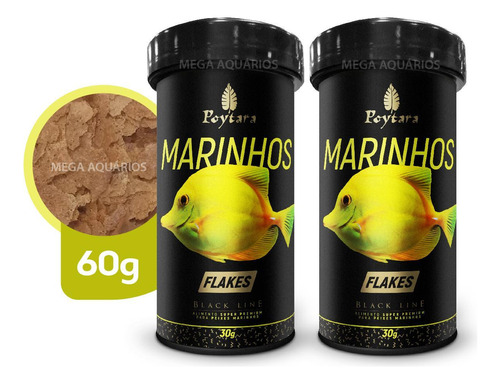 Ração Peixes Aquário Marinho Poytara Marinhos Flakes Kit 60g