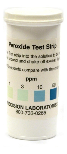 Kit 50 Tiras Reactivo Peroxido Rango Bajo 0-100ppm Piscinas