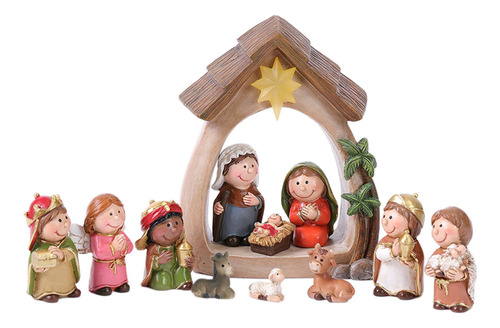 12 Uds. Figuras Navideñas De Natividad, Escultura De Bebé D