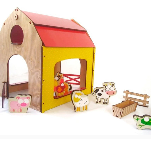 Imagen 2 de 8 de Granja Madera Con Animales Juego Didactico Infantil Niños