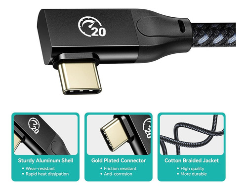 Cable De Data Usb-c Yottamaster Carga Rápida 20gbps Pin En L