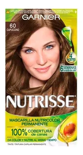 Kit Tintura Garnier Nutrisse regular clasico Mascarilla nutricolor permanente tono 60 capuccino para cabello