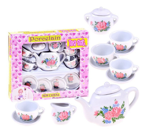 Kit Festa Do Chá Da Tarde Porcelana Infantil 12 Pçs Tea Set