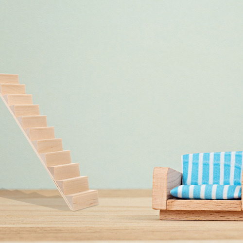 Miniescalera De Casa 1/12, 1 Pieza, Escaleras De Madera En M