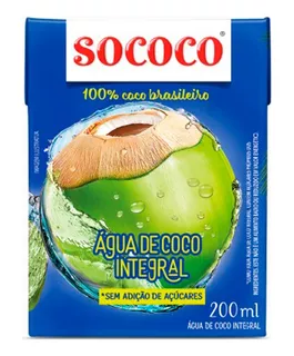 Agua De Coco Sococo 200ml Tetra Brik Origen Brasil X10 Pack