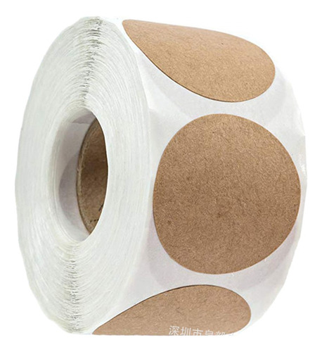 2 Roll Of 500pcs Round Kraft Stickers In
