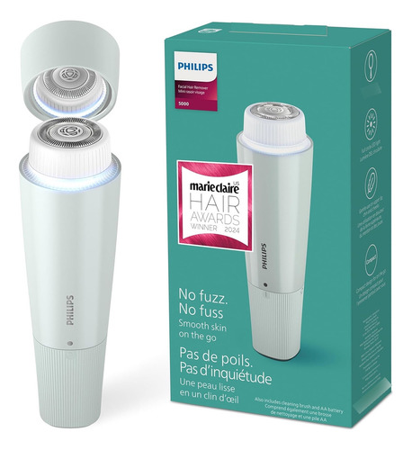Philips Depiladora De Vello Facial Con Espejo Y Luz Brr474 Color Blanco