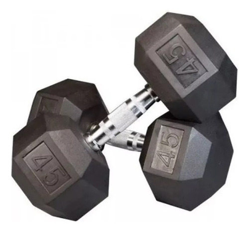 Par De Mancuernas 45lb De Acero En Forma Hexagonal Caucho
