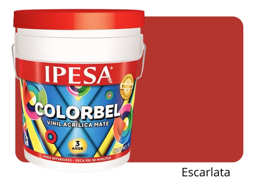 Pintura Vinílica Interior 4 Litros Colorbel 3 Años Galón Color Escarlata