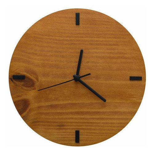 Relógio De Parede Em Madeira Rústico Cor Imbuia 28cm