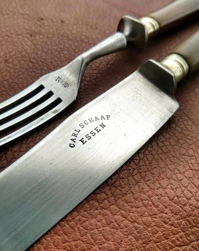 Juego Antiguo Cuchillo Y Tenedor Alemán Carl Schaaf Essen
