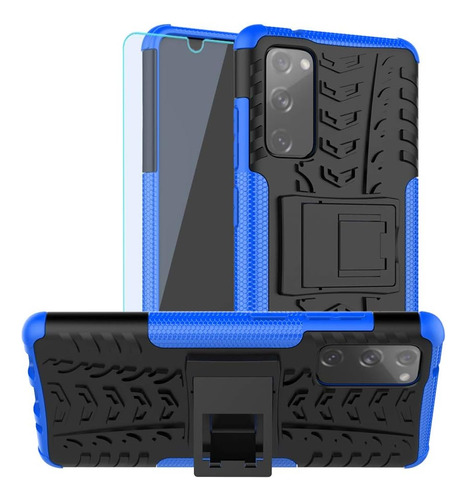 Funda Anti Impactos Para Galaxy S20 Fe Negro/azul + Protecto