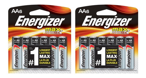 2 Cartelas De Pilha Alcalina Aa 1,5v Max Energizer