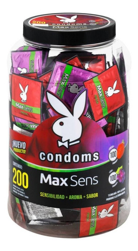Preservativos Playboy Condoms Max Sens Fresa Y Uva 200 Pzas
