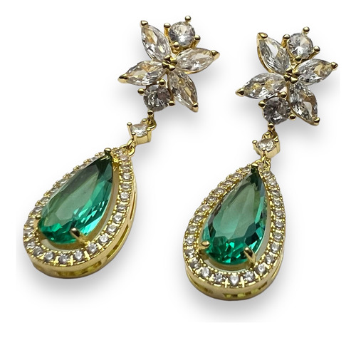 Aros Con Cristales Verdes / Aros Elegantes / Aros Con Gemas