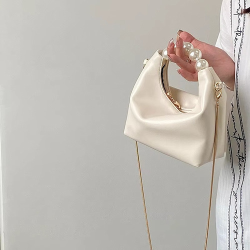 Bolsa Con Perlas De Hombro Y Crossbody Para Mujer Con Cadena