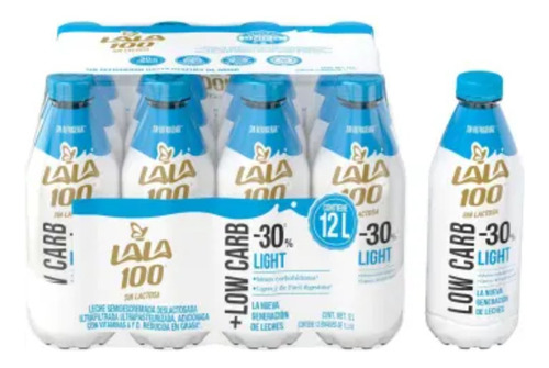 Leche Deslactosada Light Lala 100 +low Carb 12 Pzas De 1 L C