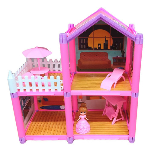 Casa Muñecas Juguete Doll House Accesorios 2 Pisos