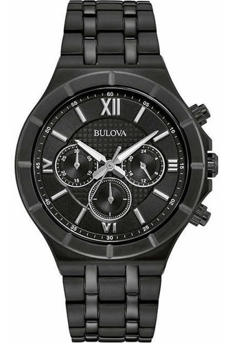 Reloj Bulova  98a242  Hombre Acero Sport Color Negro Full