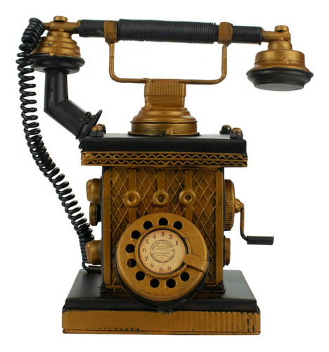 Telefone Decorativo Preto Antigo Cofrinho Retrô 23x12.5x23cm