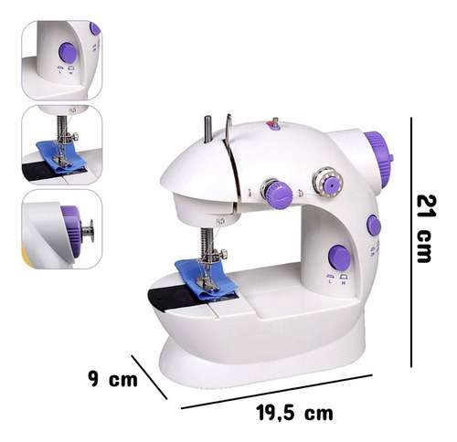Mini máquina de coser costura Mini Sewing Machine portable color blanco asombroso