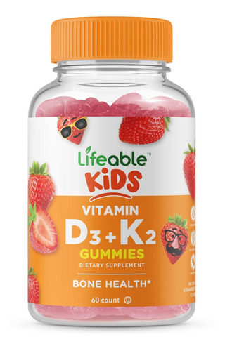 Lifeable Vitamina D3 1000 Iu + K2 100 Mcg, Para Nios, Suplem