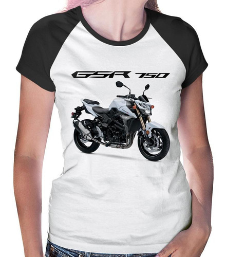 Baby Look Raglan Moto Suzuki Gsr 750 Branca