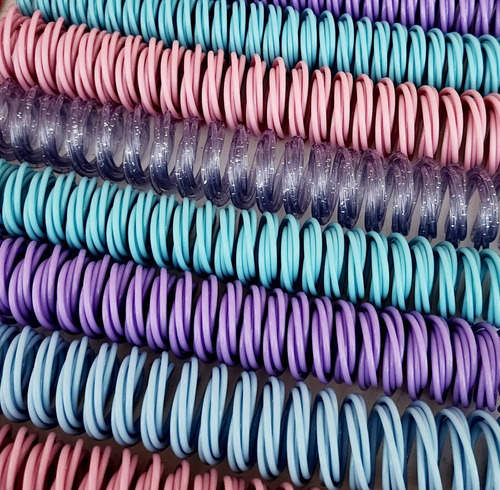Espirales De Plástico Paso 2:1 5 Colores 75 Piezas 3 Medidas