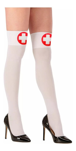 Medias Enfermera Bucaneras Panties Blancas Calcetines Cruz